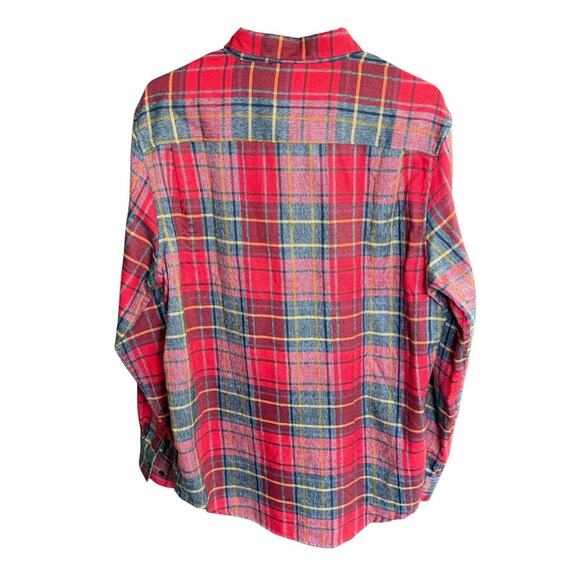 7 Diamond Youngblood Mens Button Up Flannel Shirt Large L/S Red Preppy Prep - Picture 3 of 8